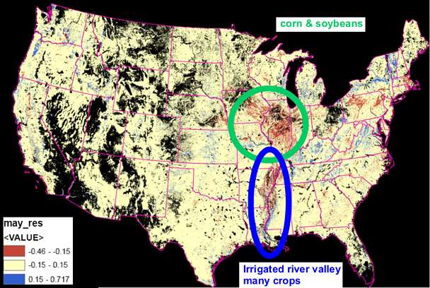 Deviations from predicted vegetation greenness